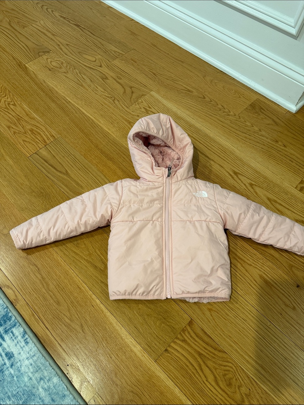 The North Face Kids Pink Hooded Puffer Jacket